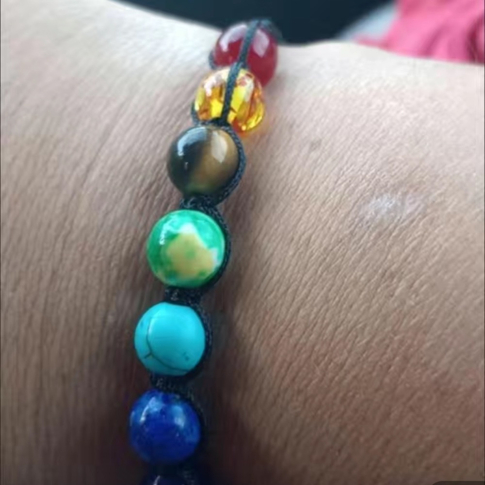 NWT๐ง๐ปโโ๏ธ 7 CHAKRA NATURAL STONE BEAD ADJUSTABLE BRAIDED YOGA ROPE BRACELET - Picture 12 of 12